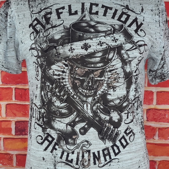 Affliction Men's Skull Graphic Short Sleeve T-shirt - Size: S, M, 2X- Black -NWT - Picture 3 of 9
